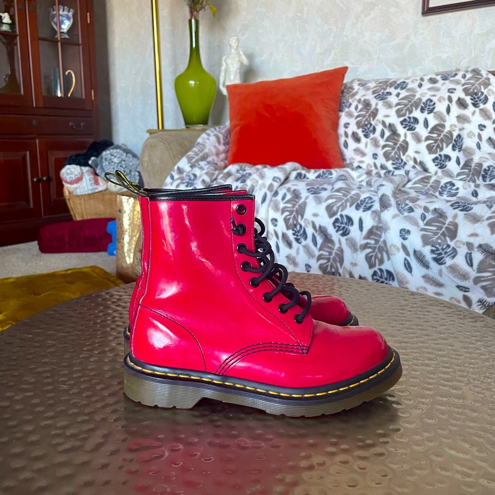 Dr. Martens 1460 Red Patent Boots, Barely Worn
